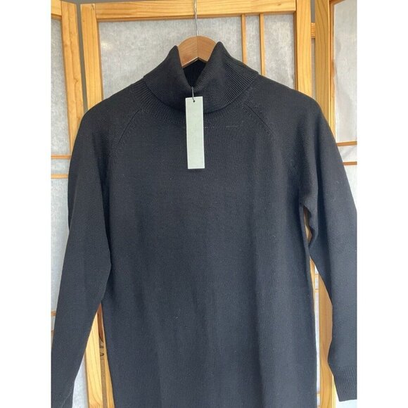 NWT Women's Black Wool Blend Pullover Turtleneck Dress One Grey Day XS MSRP $268 - Picture 3 of 10